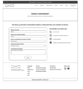 Wireframe página de contato