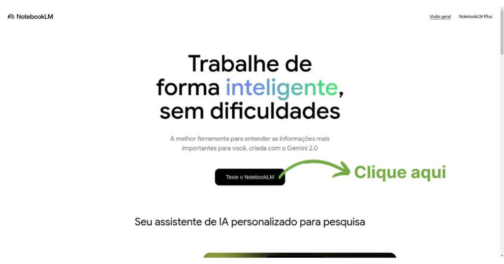 Site do Google Notebook LM